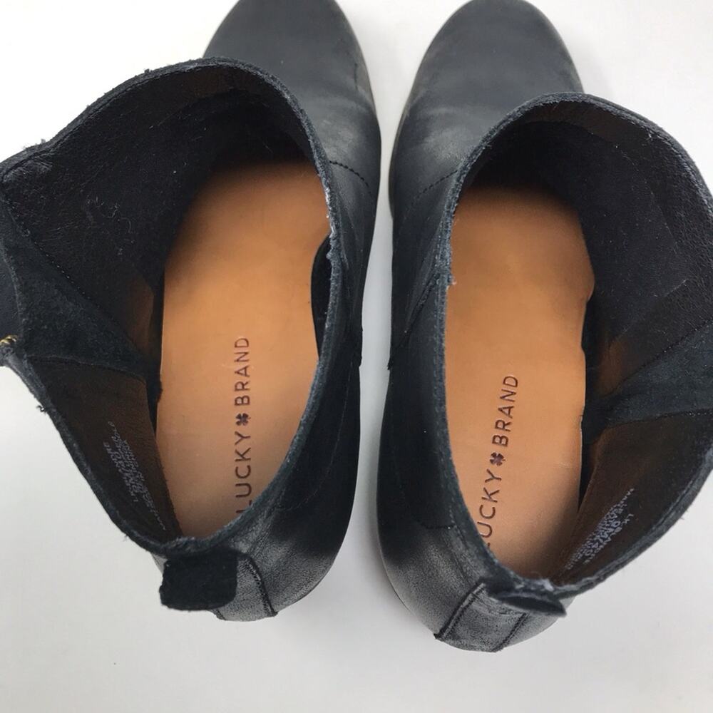 Lucky Brand Black Soft Leather Ankle Booties 9M Blandre Style - Picture 7 of 10
